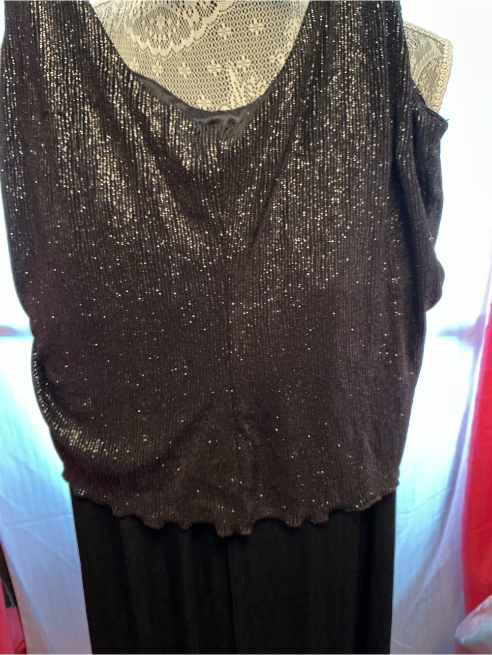 Sparkle Knit Sleeveless Tank Top - Black